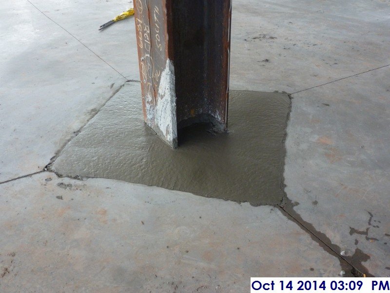 Poured concrete at the slab on grade column diamonds Facing South (800x600)
